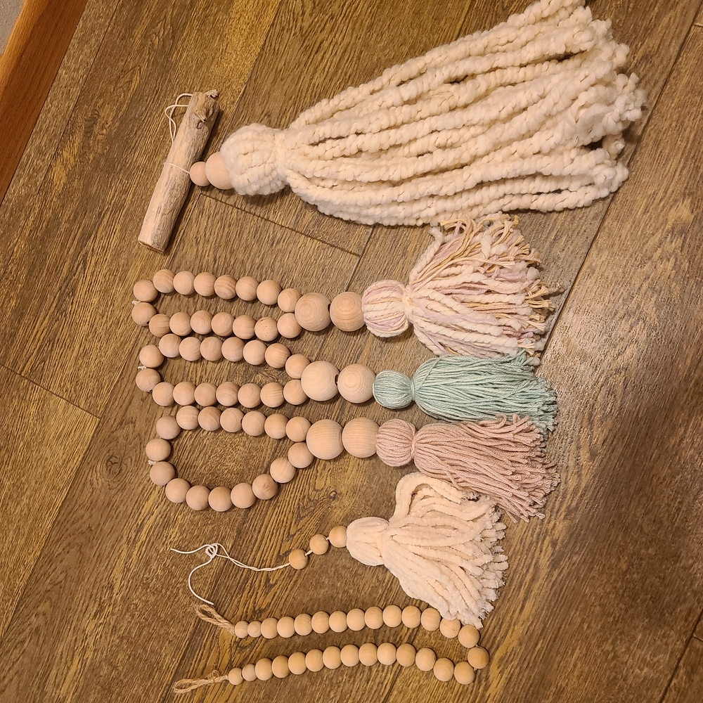 Wooden Bead Garland with Tassels - Picture 2 of 5